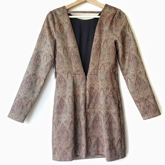 NWT Express Metallic Brocade Jacquard Dress - Picture 2 of 7